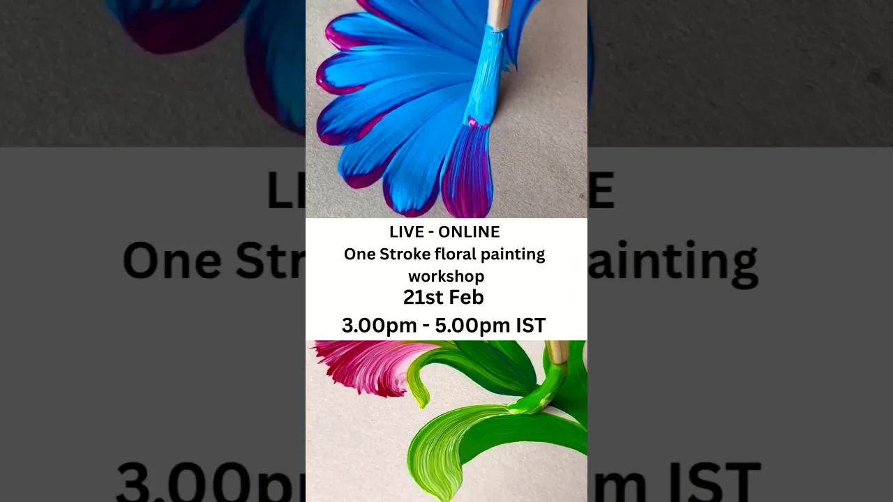 501 LIVE ONLINE One stroke Floral Painting WORKSHOP #onlineworkshop #learntopaint