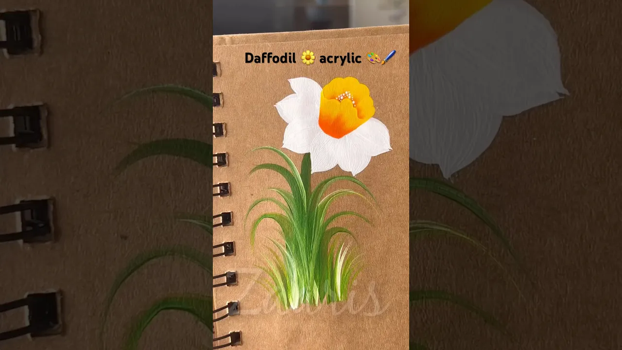 268 DAFFODIL flower🌼 easy painting technique 🖌️ #art #daffodil #acrylicpainting #shortsfeed #paintng