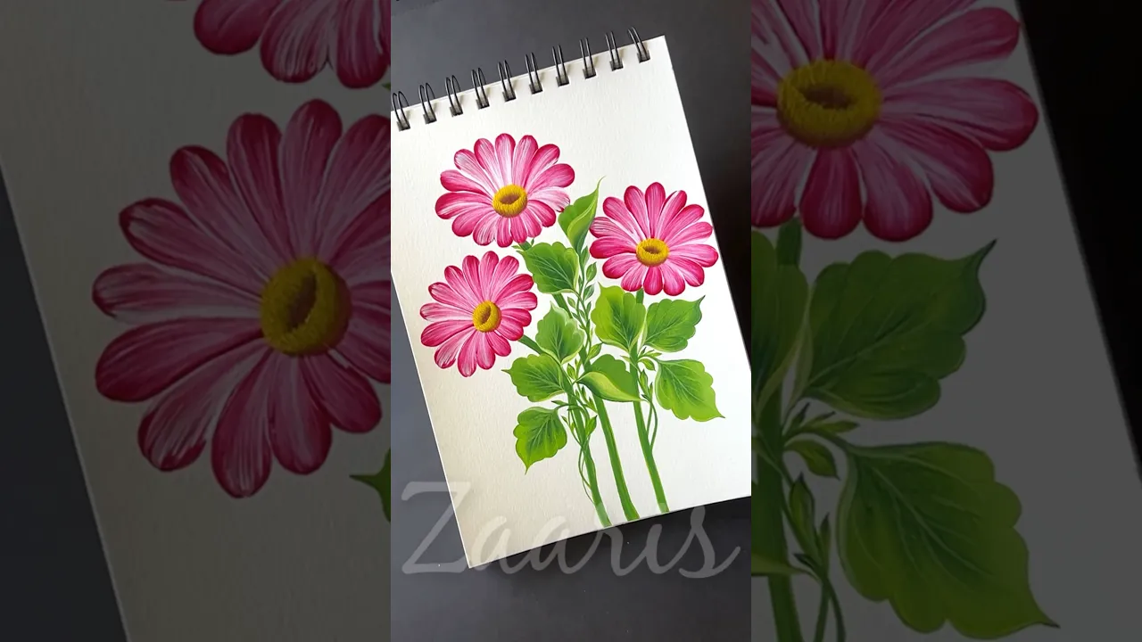 144 RED Flowers 🎨🖌️ #shorts #art #viral #floraart #acrylicpaints #floralseries #ytviral #redflowers