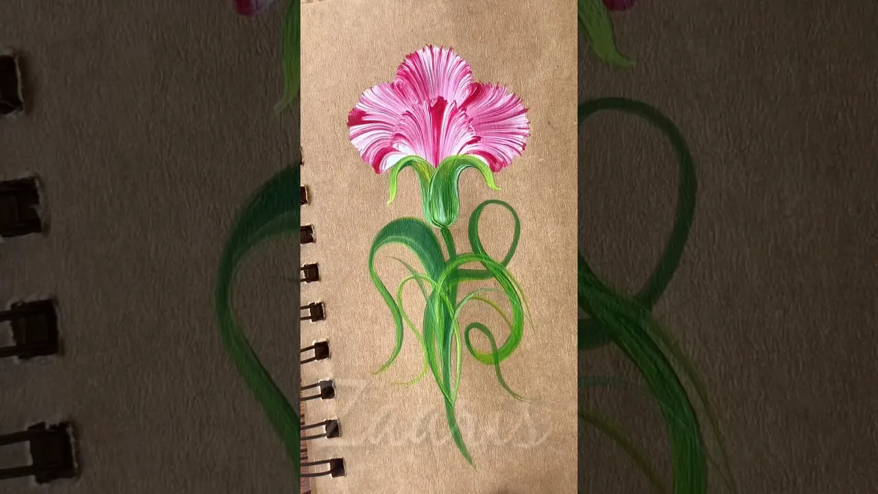 137 WOW🥰CARNATION flower painting using acrylic🖌️🎨#shorts #art #carnations #viral #acrylic #yt #wow
