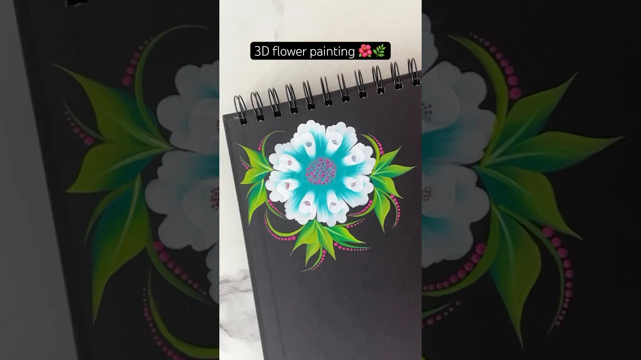 1344 💙🌿Beautiful 3D flower painting 🎨🌸🫠 #shorts #blue #wow