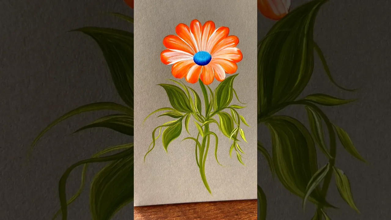 466 🧡🫶🏻ORANGE, acrylic flower painting design using beginner friendly round brush strokes 🖌️✅💯🎨
