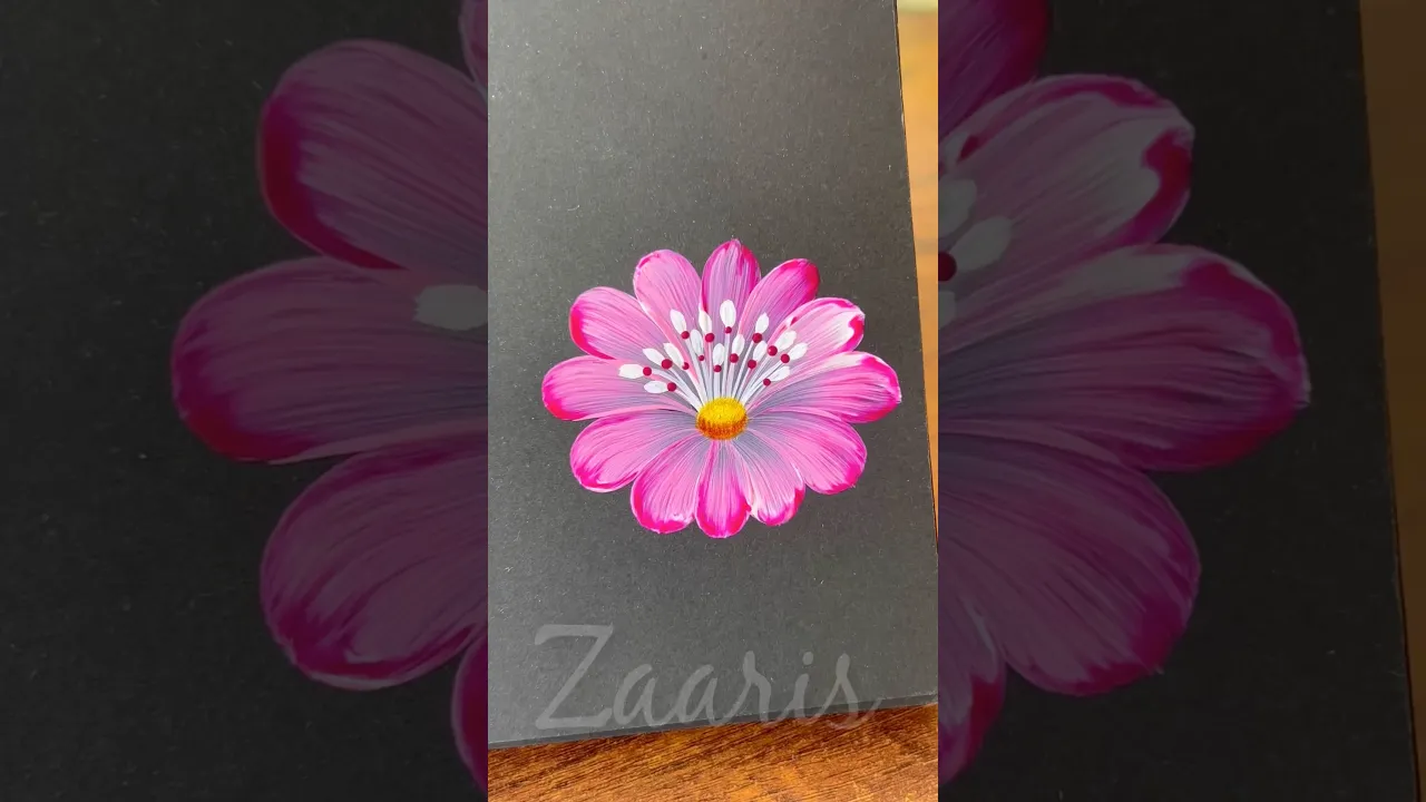 164 🌸PINK flower🎨🖌️ using acrylic paints 🌺💯 #shorts #art #shortsfeed #beginnerfriendly #floralart