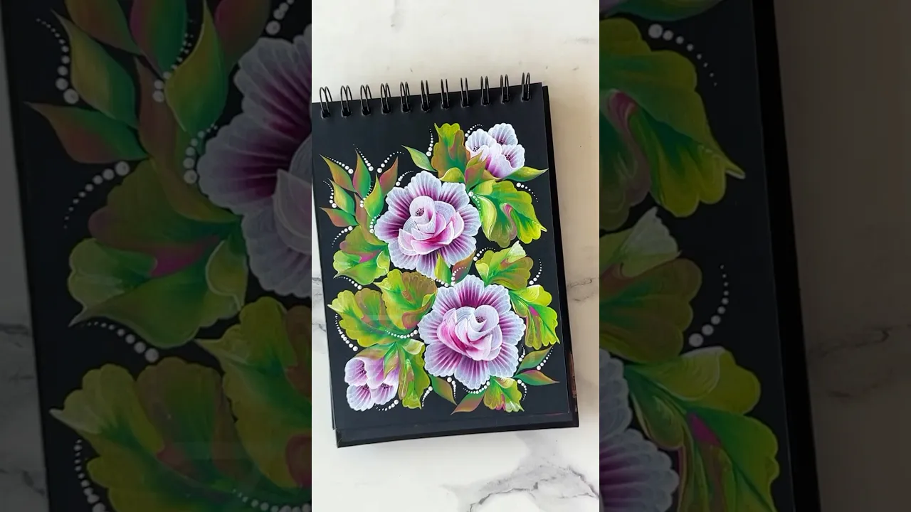 1247 💯🌸🌿🌺Beautiful PINK ONESTROKE flowers painting 🎨❣️💯🌿🫶✨💖💝 #shorts