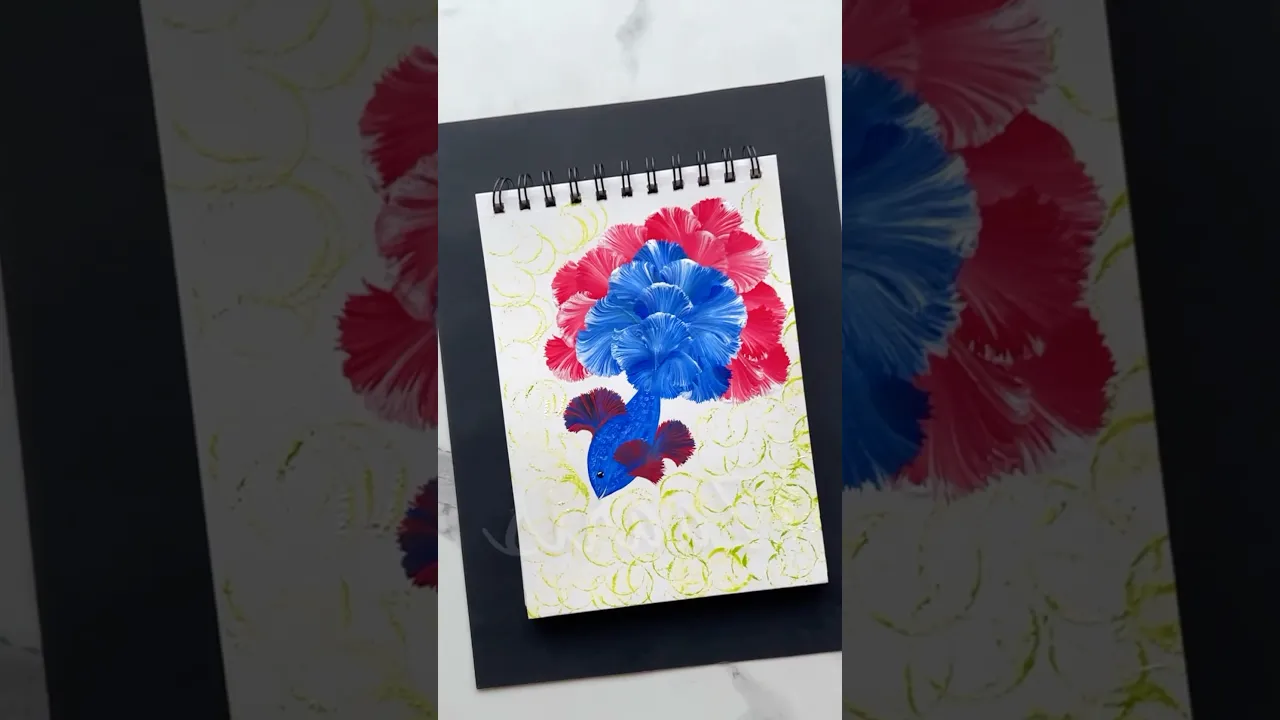 1303 🎏💯BETTA Fish acrylic painting 🎨🌿❤️💙 #shorts