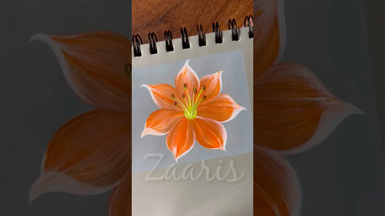 910 🧡💯🌺🫶Beautiful ORANGE LILY flowers painting using acrylic 🎨 #flowerpainting #shorts #art
