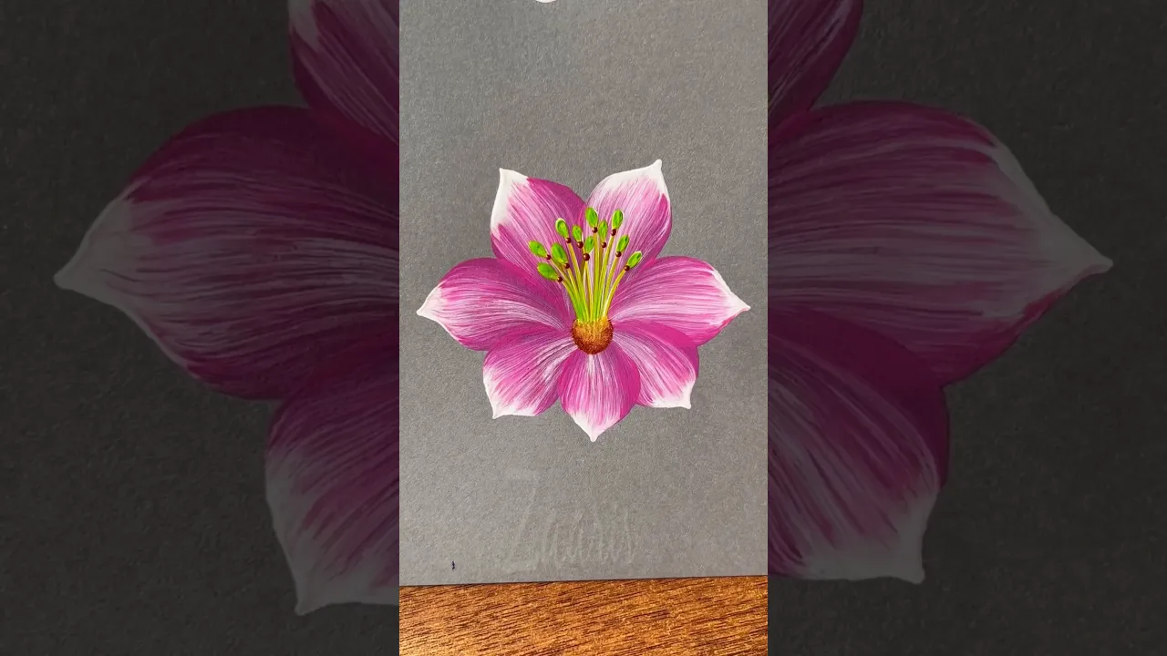 62 🩷🌺Acrylic🖌️🎨beautiful PINK flower ✨💖#shorts #pink #flowers #acrylic #painting #floraart #viral