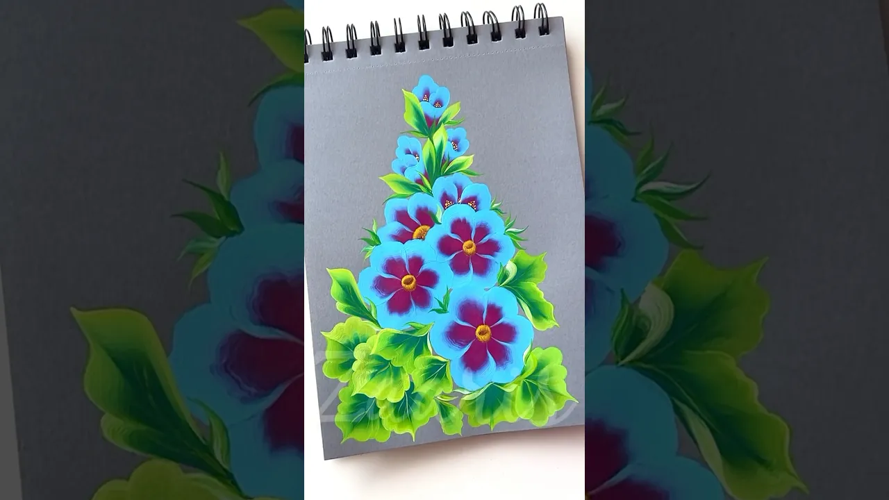991 💙🩷🫶Beautiful Onestroke flower painting design idea using acrylic🎨 #flowerpainting #shorts #art