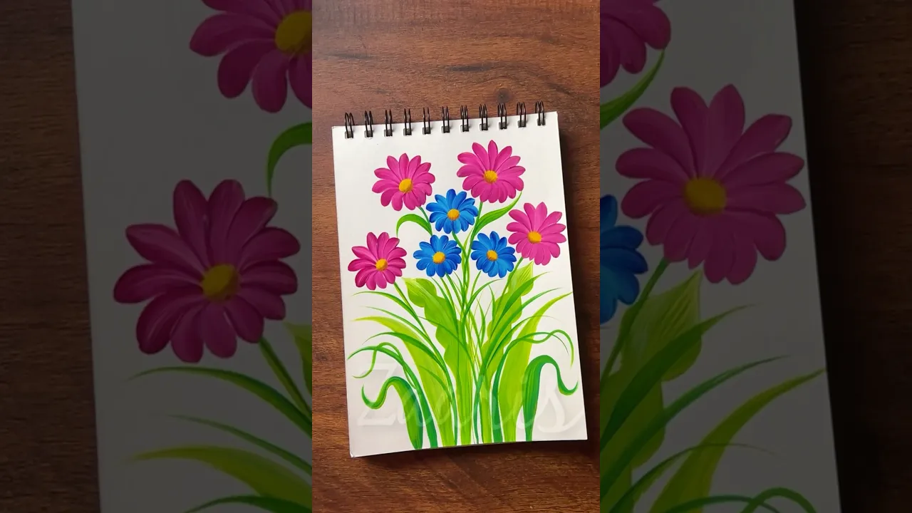 1072 💙💖🌺🌸🎨Beautiful Colourful Flowers painting using acrylic paints 🌺🌸💖🎨🫶 #shorts