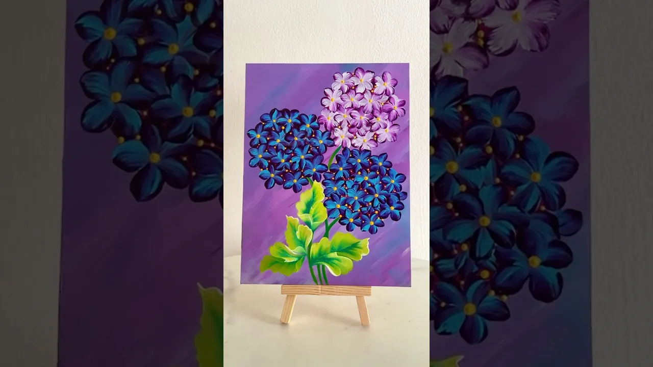 1333 🌼🌸Vibrant HYDRANGEAS Onestroke painting 🌺🎨🌿 #shorts #wow #art