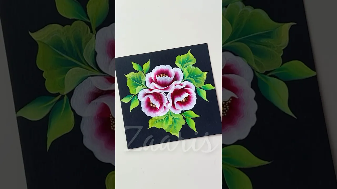 1064 🌺🌸Beautiful OneStroke floral painting designs idea, using acrylic paints 🎨🌺🌼 #shorts #pintura