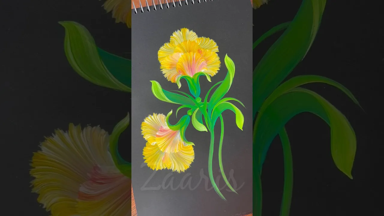 327 🌼YELLOW CARNATIONS 🖌️🎨Acrylic Art #flowerart #acrylic #painting #flowerpainting #flowers
