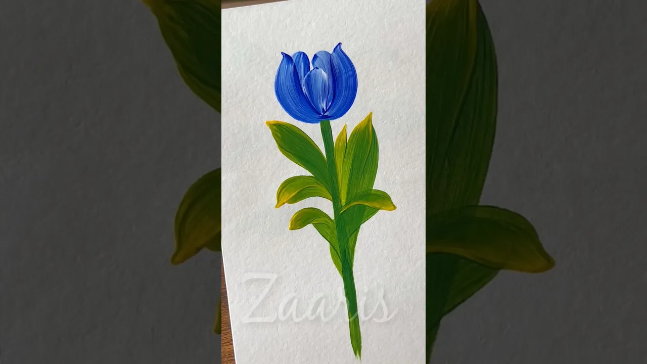 13 💙BLUE TULIP🌷 flower painting in acrylic 💯🖌️#shorts #viral #tulip #flowerpainting #acrylic #blue