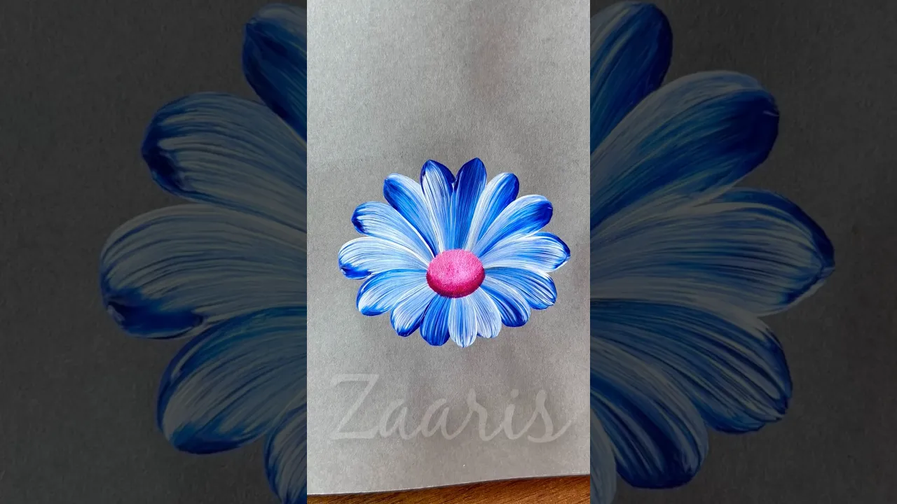 127 Easiest BLUE💙flower painting using acrylic🖌️🎨 #art #blue #shorts #viral #flowerpainting #easiest