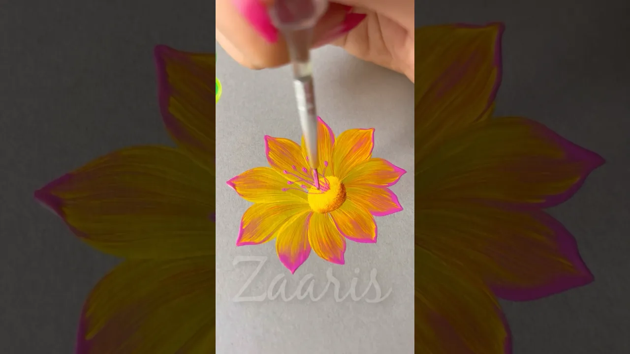 1069 💛💖🌼🌺🫶💯Easiest Flower painting using acrylic paints 💖💛💯🌼🫶🌼 #shorts
