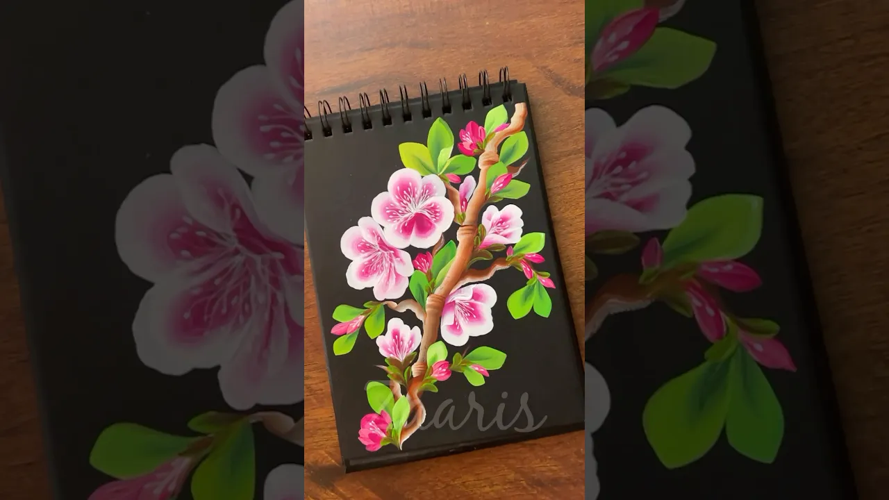 1273 🌸🌿Pretty PINK FLOWERS Onestroke acrylic painting 🎨💖🌺💯🫶 #shorts
