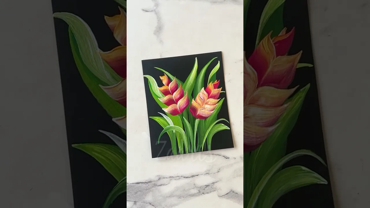 954 💖🌺💯Simple TROPICAL Flowers painting using acrylic 🎨💯🫶 #flowerpainting #shorts #art