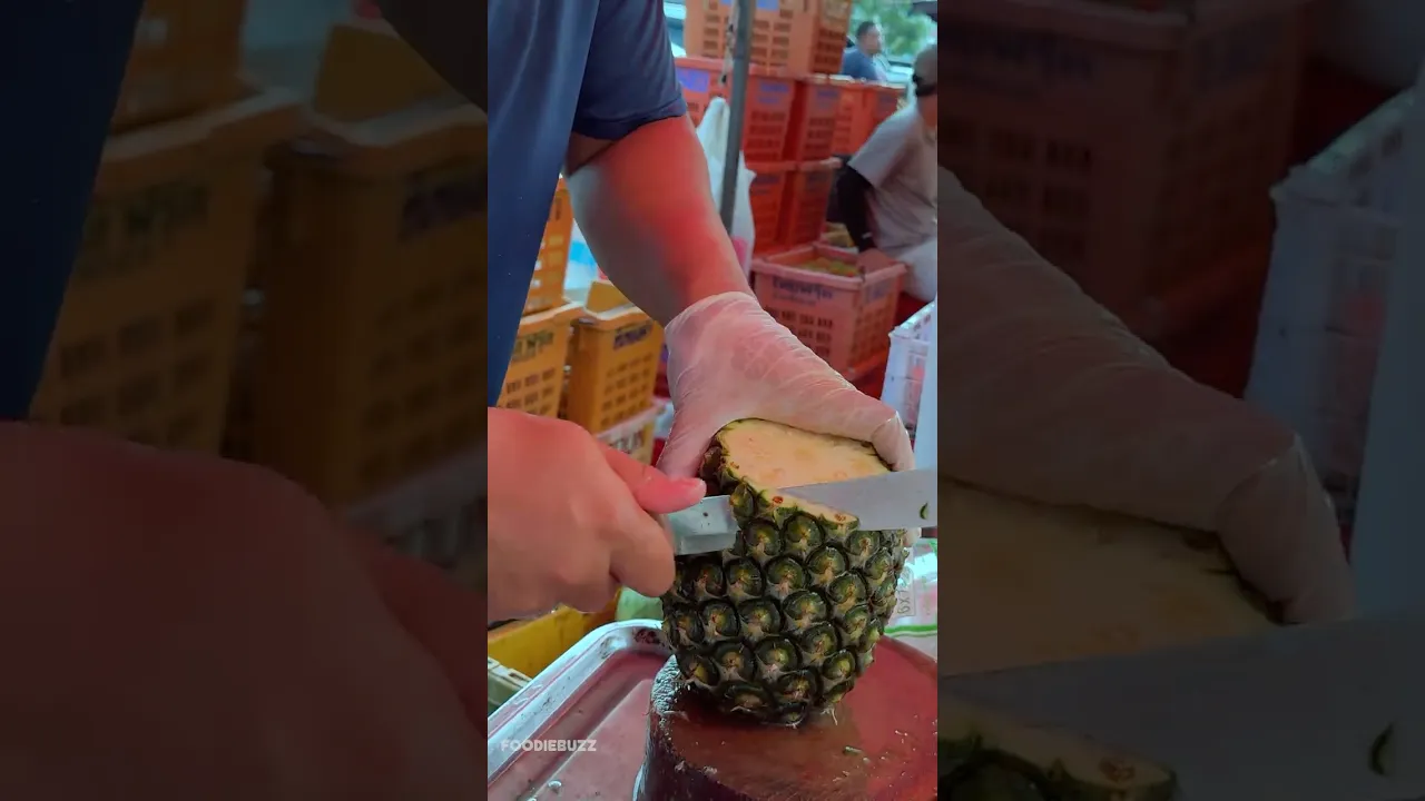 Golden, Juicy & Sweet Pineapple Cutting in Bangkok