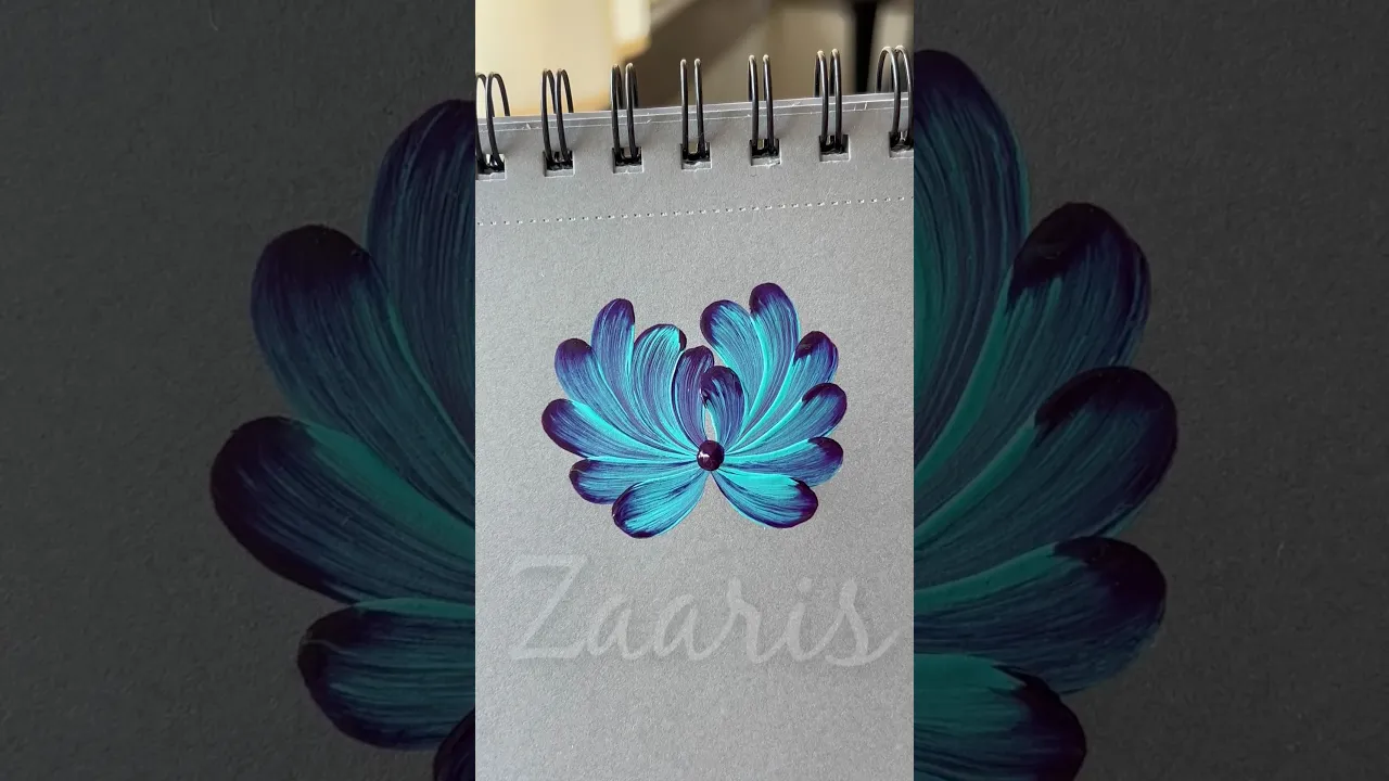 173 🩵💜TEAL & PURPLE flower painting using acrylic paints 👌💯 #shorts #art #teal #acrylic #viral #yt