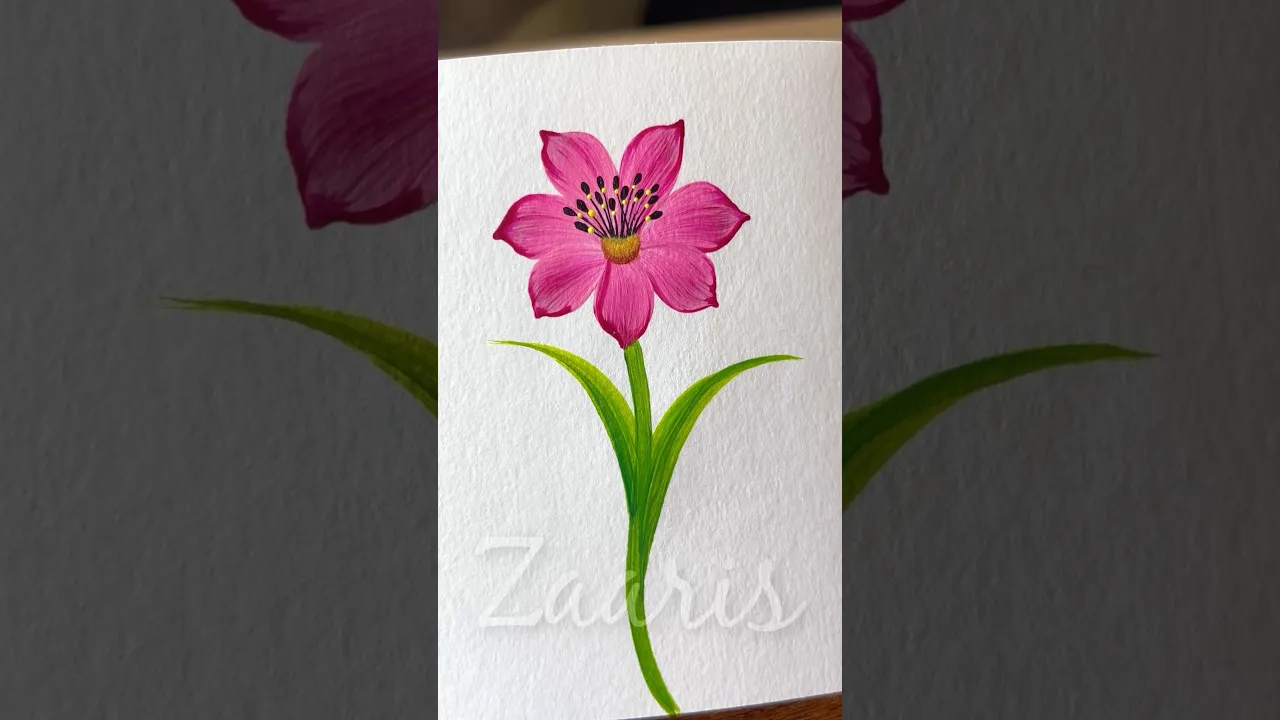 07 🩷🌺PINK flower 🌺 acrylic painting idea🌸🌿#shorts #pinkflowers #viral #painting #art #acrylic #yt