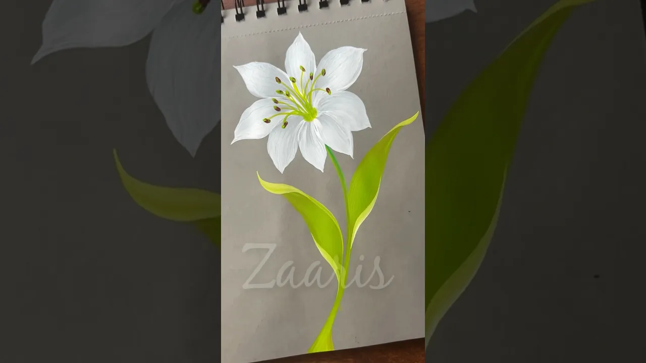 1156 🌸🌿💛✨💖🎊🎉🌺🎨💯 Pretty WHITE flower painting 🎨🎊🌿✨🌺🎉💯💖🫶🌼 #shorts