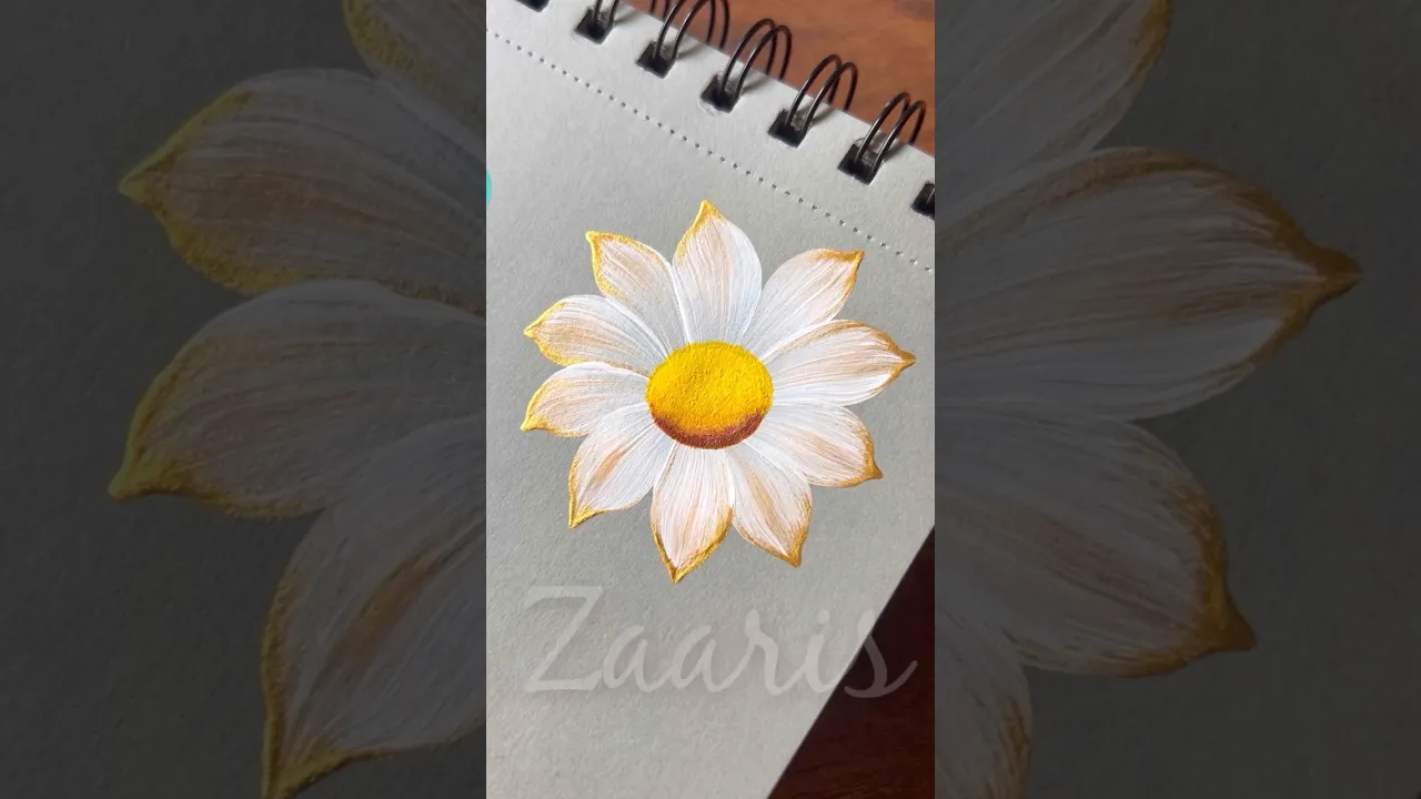 1081 🤍🫶🌼🌿💯🎉Stunning WHITE & GOLD flower painting ideas, using acrylic paints 🎨💛🤍🎉🫶💯 #shorts
