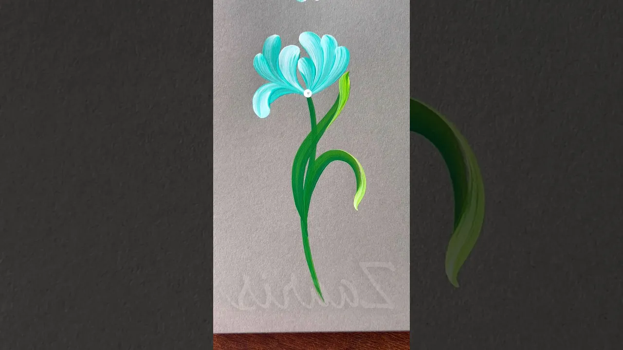 333 Beginner art 🩵💚 Acrylic 🎨🖌️ #art #flowerdrawing #brushstrokes