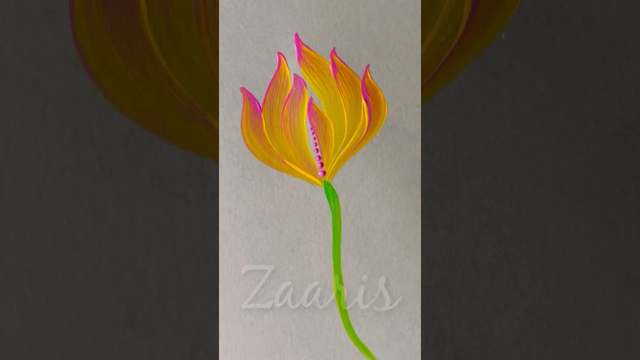 1034 🩷💛🌺🌼Simple Round brush flower painting using acrylic paints 🎉🌸 #flowerpainting #shorts #art