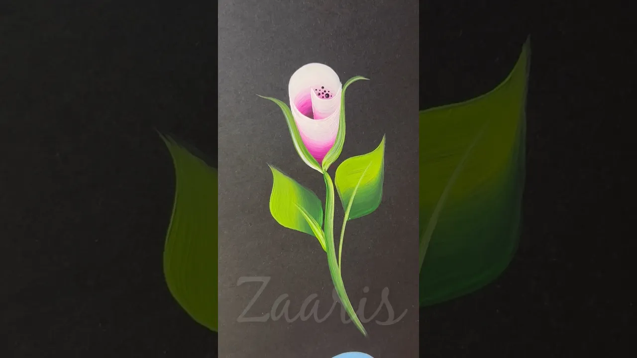 218 🌹One Stroke painting ｜ Pink flower bud 💯👌 #shorts #pink #onestroke #art #viral #painting