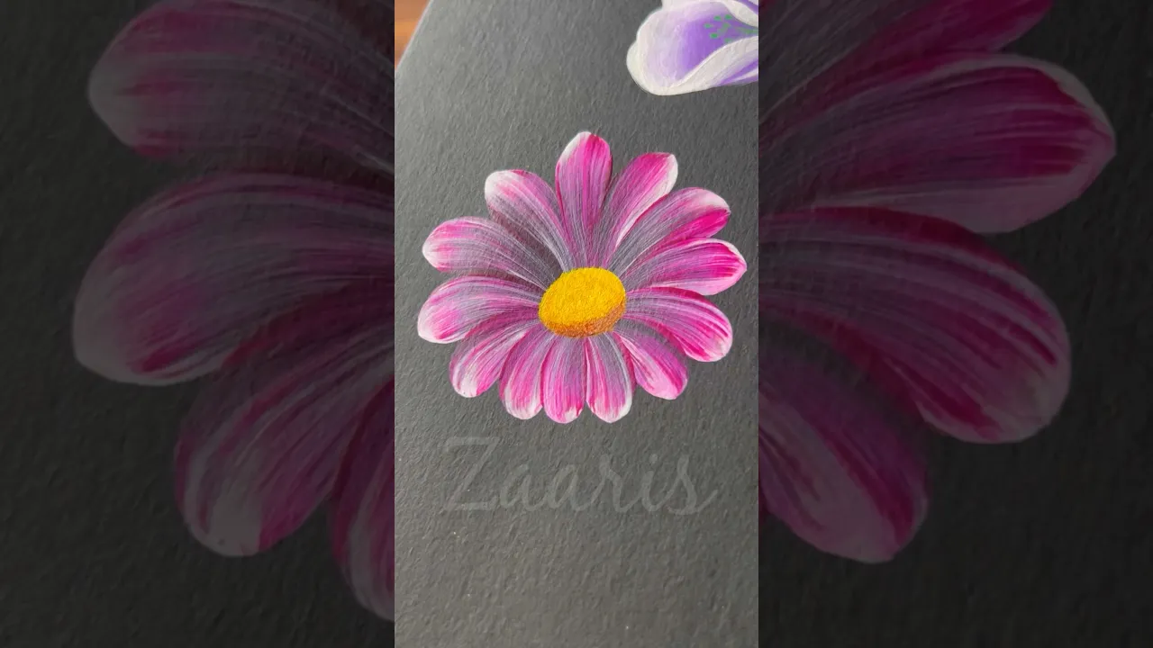 1063 🌺🌸💖Simple Burgundy flower painting using acrylic paints 🌺🎨💝🌿 #flowerpainting #art #shorts
