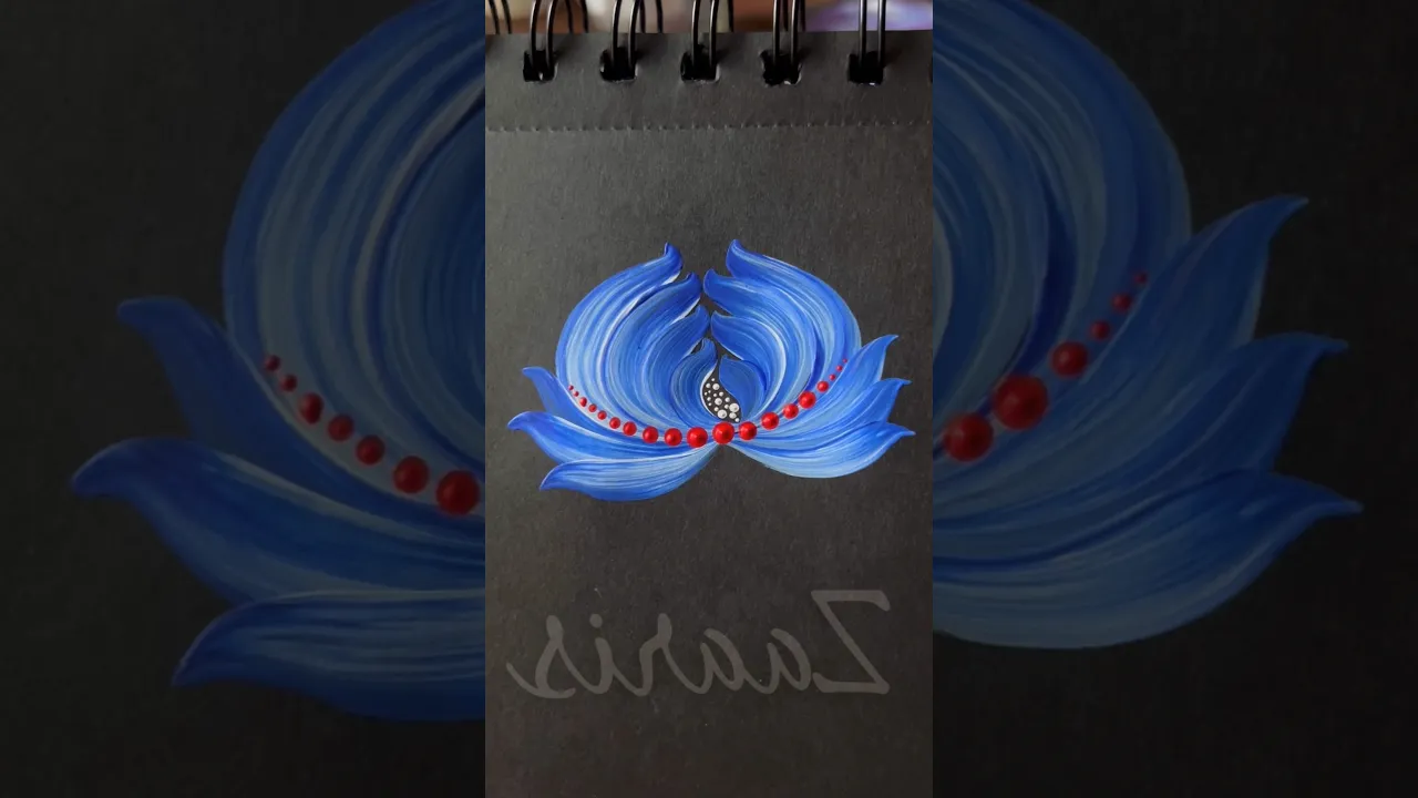 303 💙Watch me paint a BLUE flower with acrylic paints 🎨🖌️🌈 #beginnerfriendly #art #flowerart