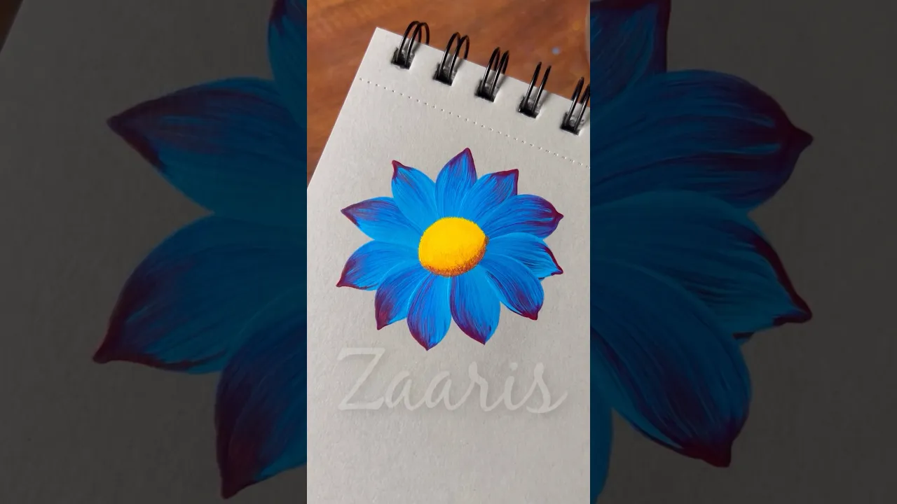 1103 💙💖💯🌿🌸 Vibrant dual coloured flower painting IDEA,using acrylic paint 🎨💙💖 #shorts