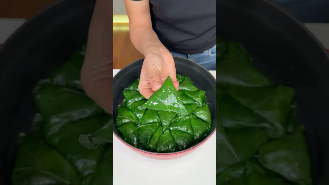 Lahana Sarması ｜ Collard Greens 🥬 English ⬇️ #busezeynep #karalahana #sarma