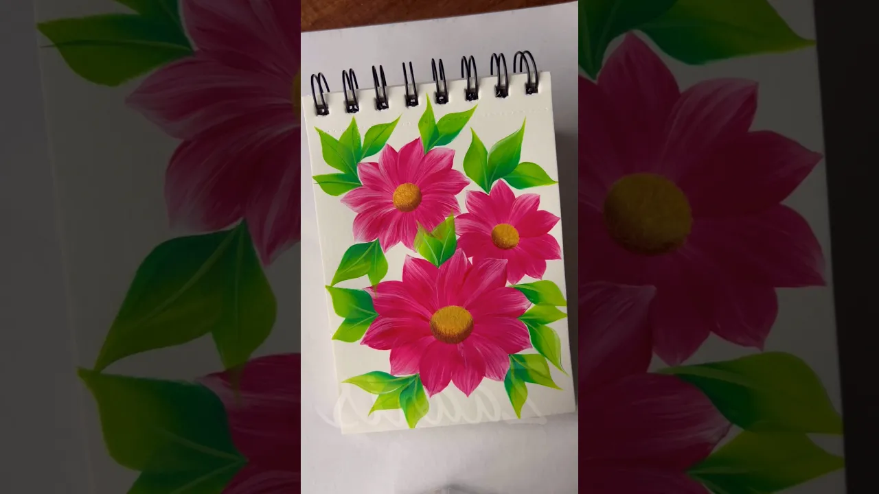 337 🌸PINK flowers painting design 🌺Acrylic paints 🖌️🎨 #art #flowerdrawing #brushstrokes