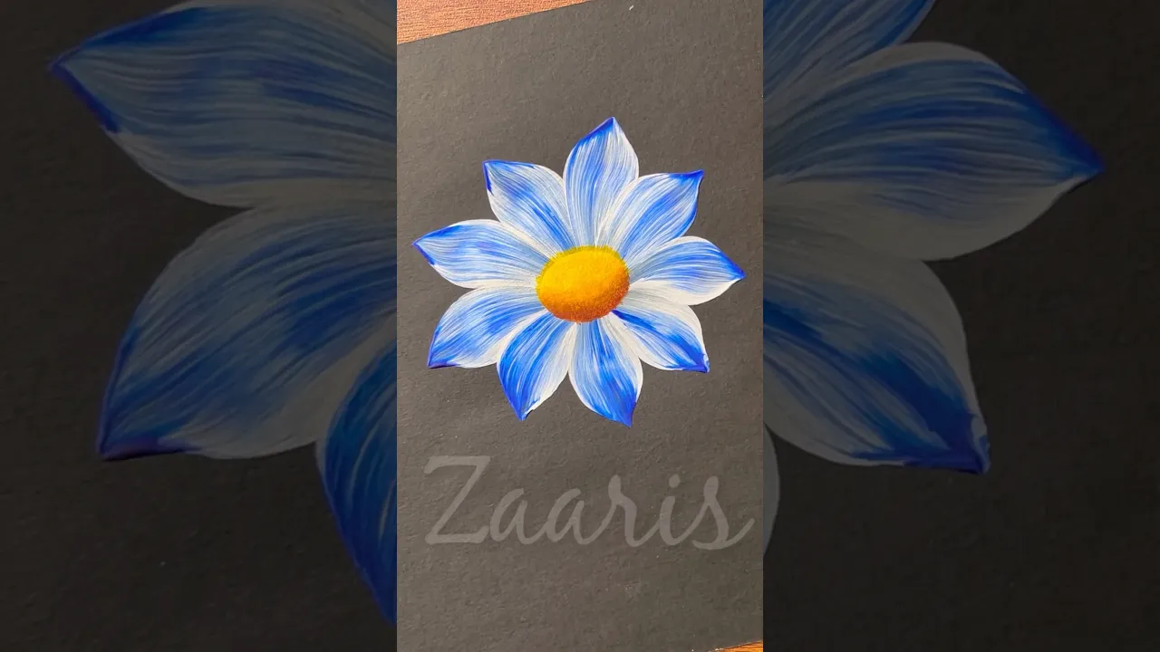 1025 💙🎨🫶💯Simple round brush BLUE flower painting using acrylic🎨 #flowerpainting #shorts #art