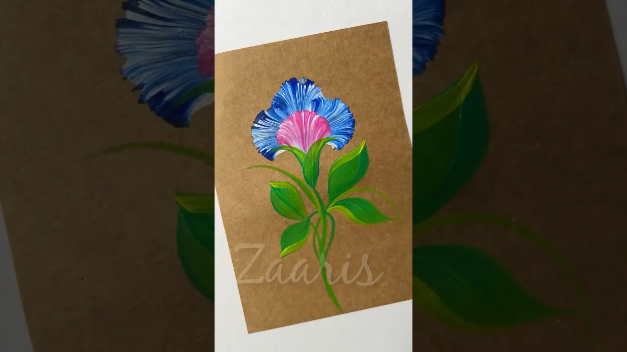 1088 💙💖💯🎨🫶Super FUN Flower painting trick,using acrylic paints 🎨💯💜💖💙 #shorts