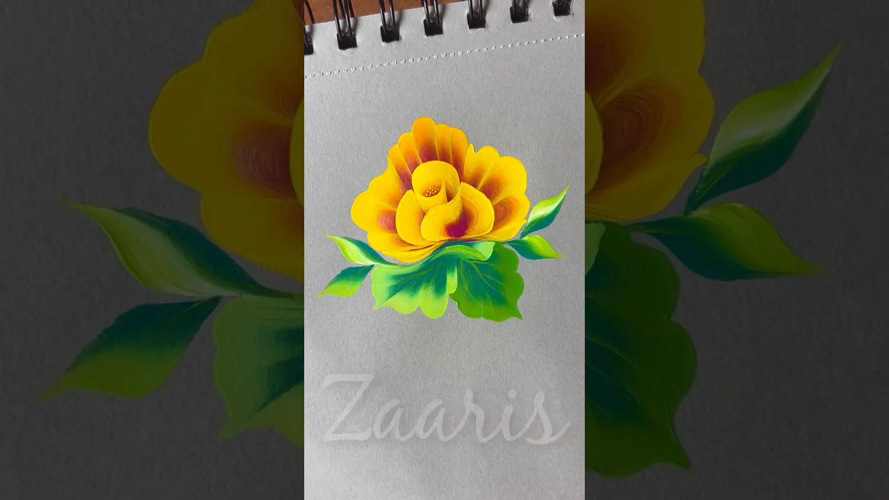 1014 💛🩷Simple yellow and pink flower painting using acrylic🎨 💛💖 #flowerpainting #shorts #art art