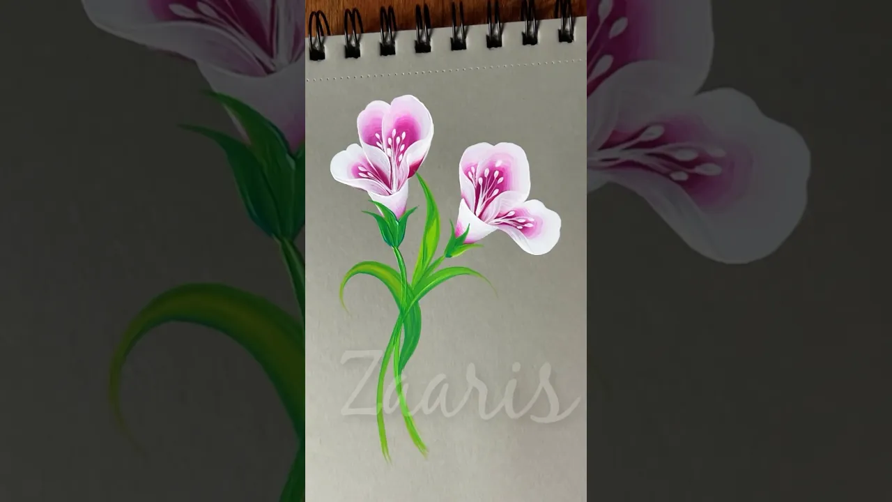 1045 🩷💯🎨🌺EASY pink Onestroke flower painting using acrylic paints 🎨💯 #flowerpainting #art #shorts