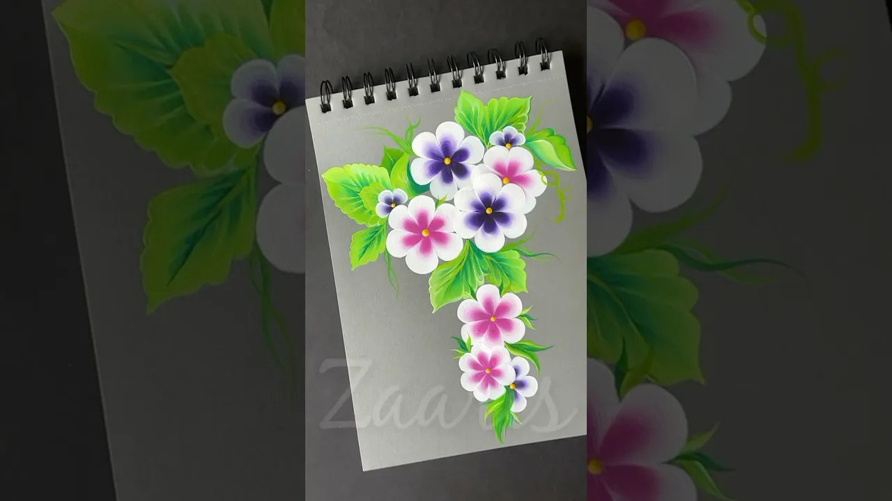 970 💜🫶🎨🌿EASY flower painting design using acrylic paints🎨💜💖 #flowerpainting #shorts #art