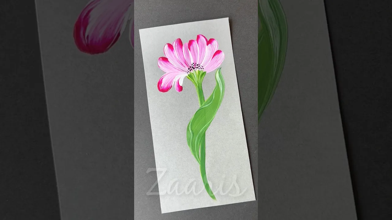 52 💖Easy PINK 🌺acrylic 🎨🖌️for beginners 💯#shorts #beginners #pink #acrylic #flowerpainting #viral