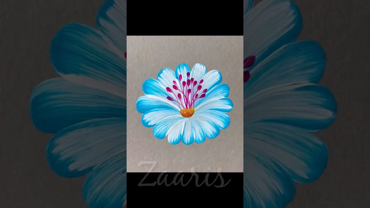 212 🩵💙BLUE FLOWER One Stroke painting with acrylic 🎨🖌️ #shorts #blue #art #flowers #onestroke