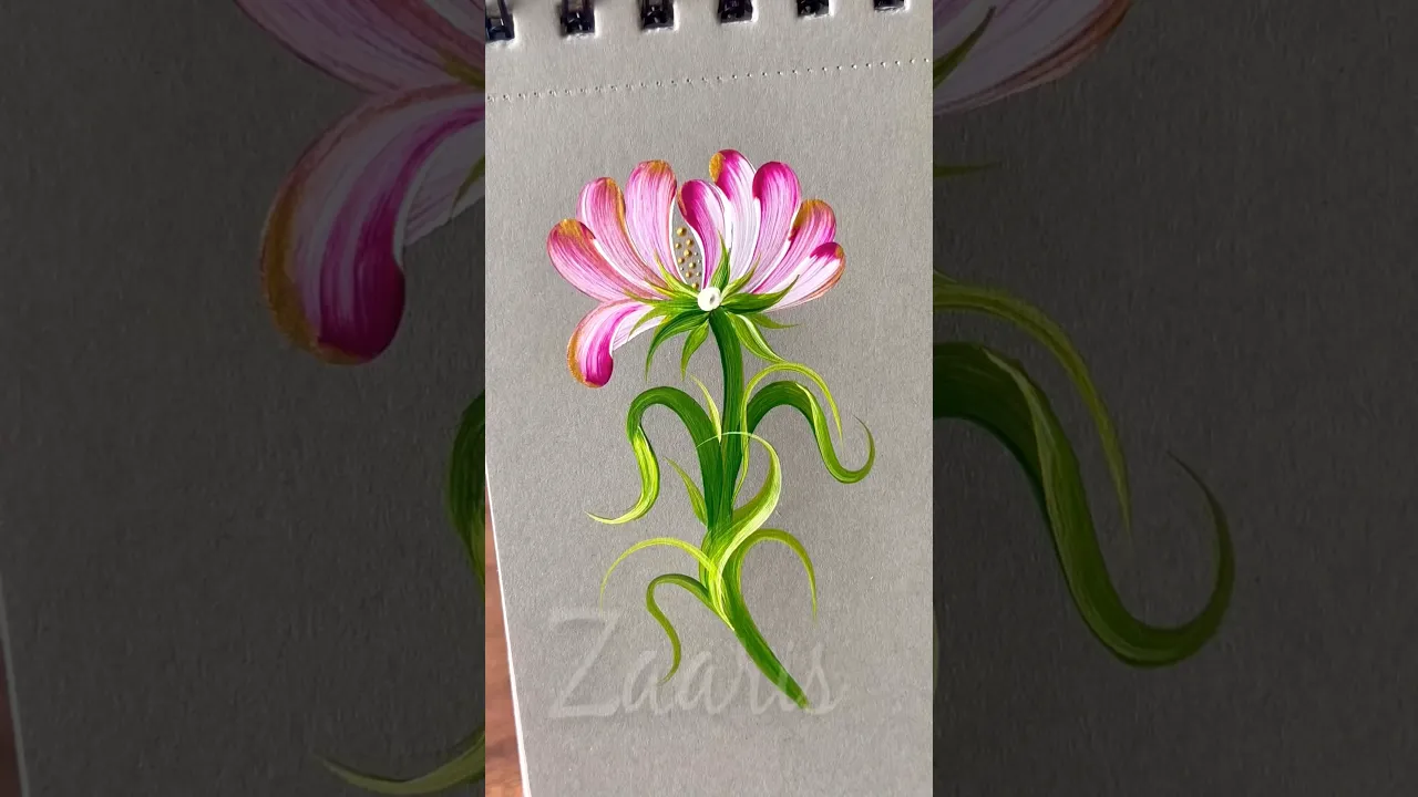 231 🫶💖PINK GOLD Flower 🌸acrylic painting 💯🖌️🎨 #art #shorts #pinkgold #acrylicpainting #goldart