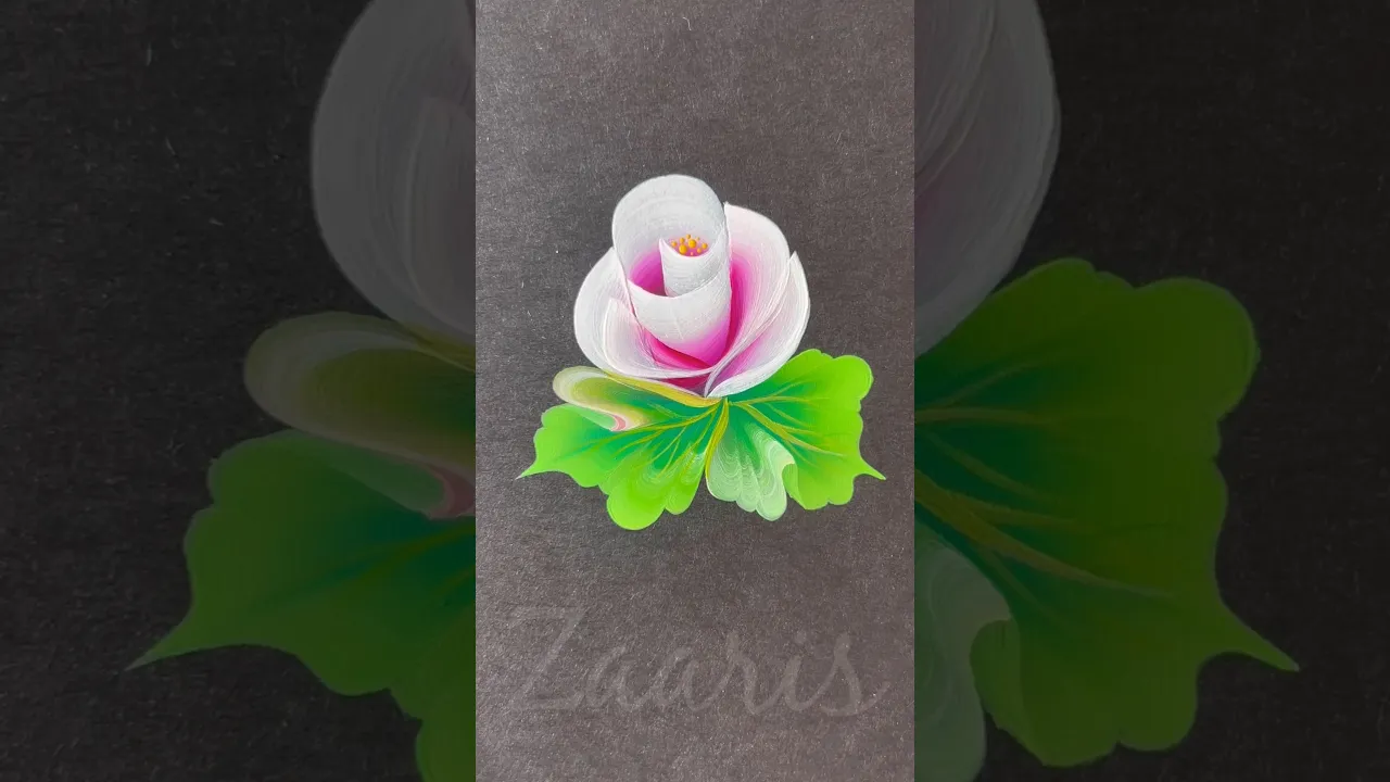 359 Pink acrylic flower art 🌹🌿#drawing #beginnerfriendly #shortsfeed