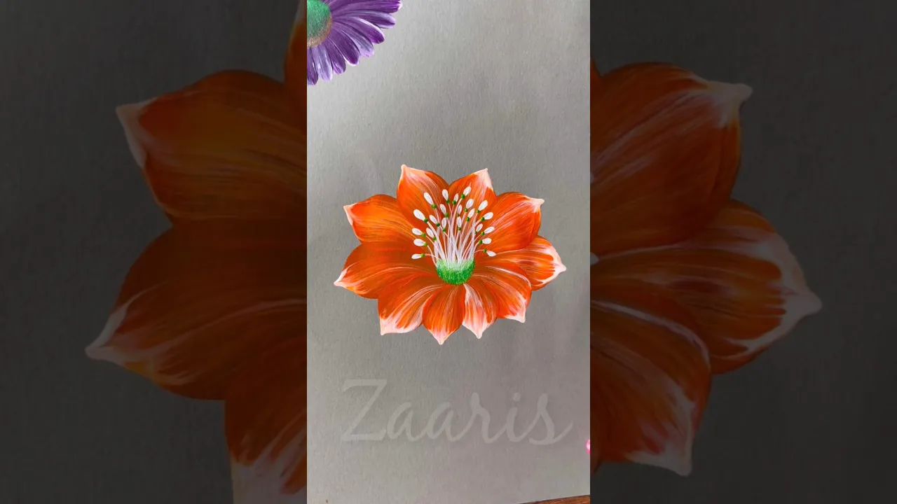 331 Simple flower 🎨with a round 🖌️🧡 #drawing #beginnerfriendly #art #ytshorts