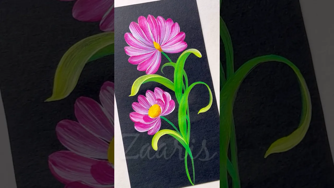 1037 🌿💚💯🎨Simple green leaf detailing🌿💚💯🎨 #shorts #flowerpainting #art