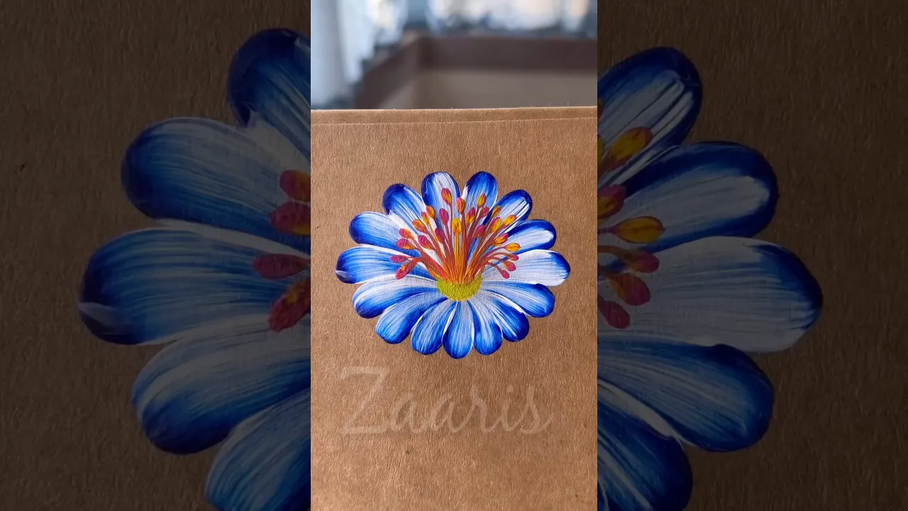 286 💙A vibrant BLUE,flower painting using acrylic paints 💙 #shorts #acrylicpainting #art #zaaris