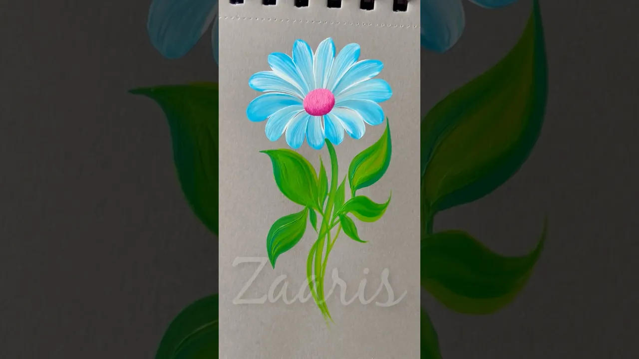894 🩵💚🎨🌿Simple BLUE flower painting using acrylic paints 🎨💚🩵 #flowerpainting #shorts #art