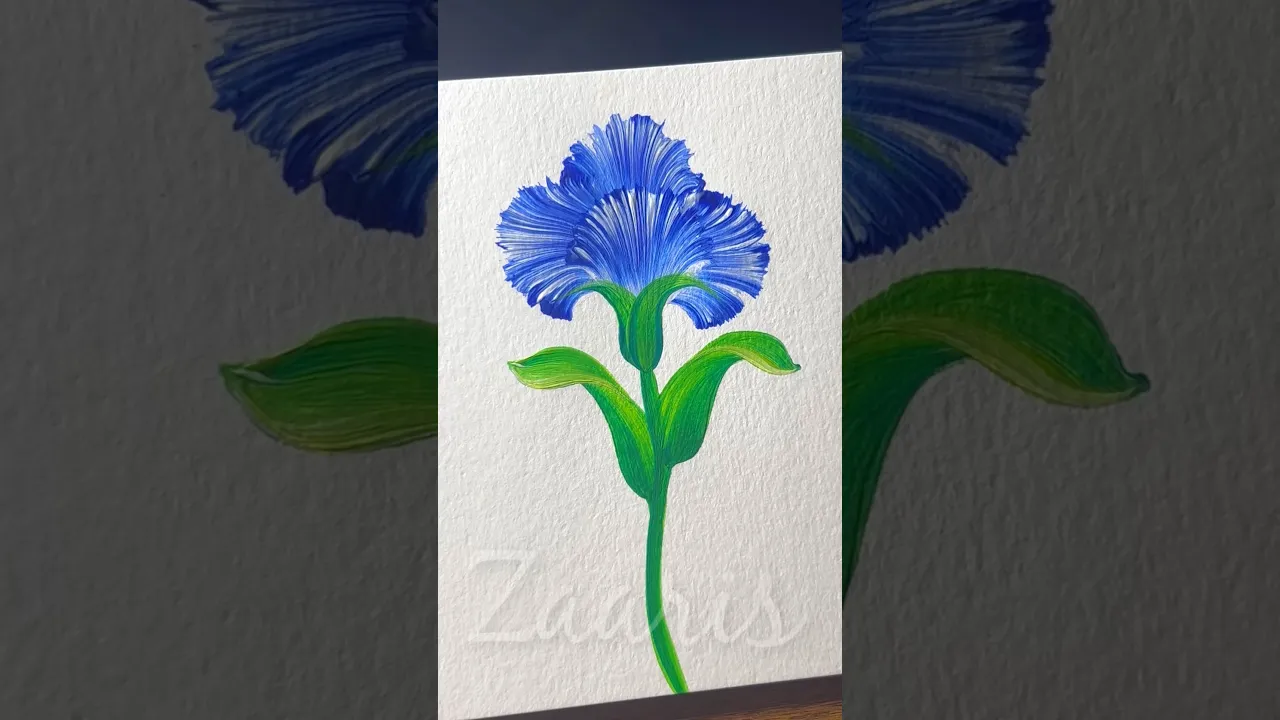 65 💙Simple BLUE flower 🌺 🖌️🎨 for beginners🧿#shorts #viral #blue #art #flowers #beginners #simple