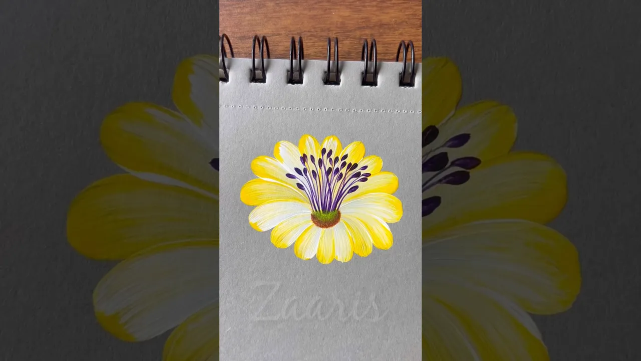 278 💛Simple YELLOW flower paitning using acrylic paints 🎨 #shorts #art #flowerpainting #acrylic #yt