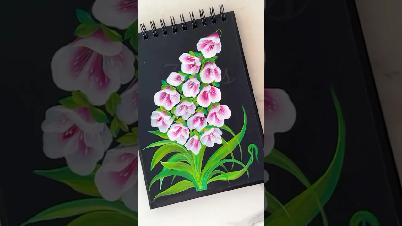 1349 🫶🫠🫠🌺🩷🌿💗💓PINK Hanging flowers ONESTROKE ACRYLIC PAINTING 💓🩷🎨 #wow #pink #shorts